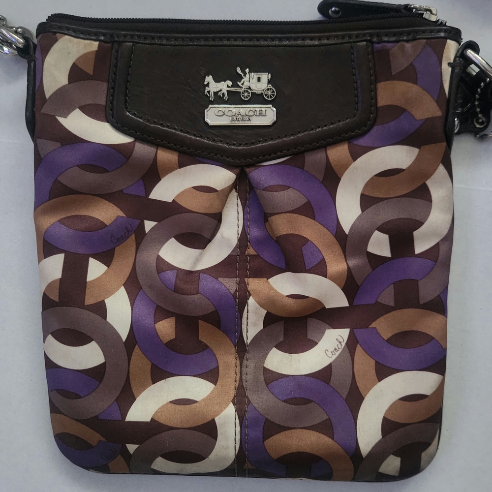 Coach Purple and Brown Geometric Crossbody Bag